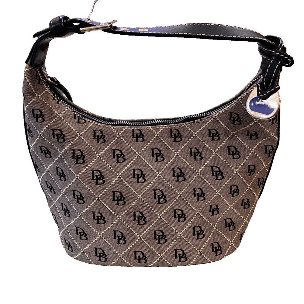 Vintage Dooney & Bourke Signature Logo Hobo Shoulder Handbag Purse Black
